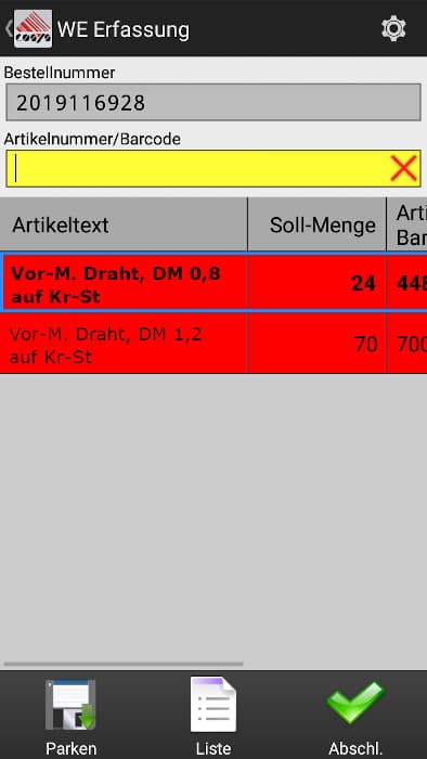 Entrepôt - réception des marchandises
