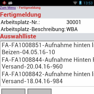 Avis d´achèvement Fertigungsauftrag