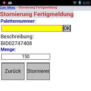 Fertigungsauftrag Annulation de la notification d´achèvement