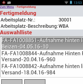 Avis d´achèvement Fertigungsauftrag