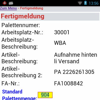 Avis d´achèvement Fertigungsauftrag