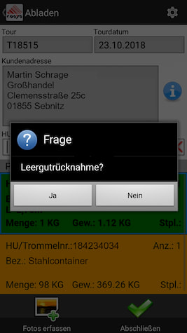 Numérisation de livraison inversée / collecte des clients
