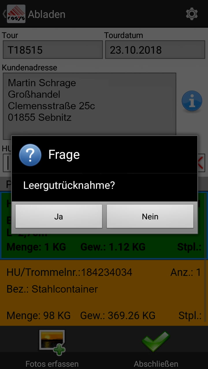Gestion des moyens de chargement Scannage de livraison Saisie mobile des données