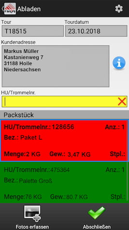 Livraison Scannage de livraison Saisie mobile des données
