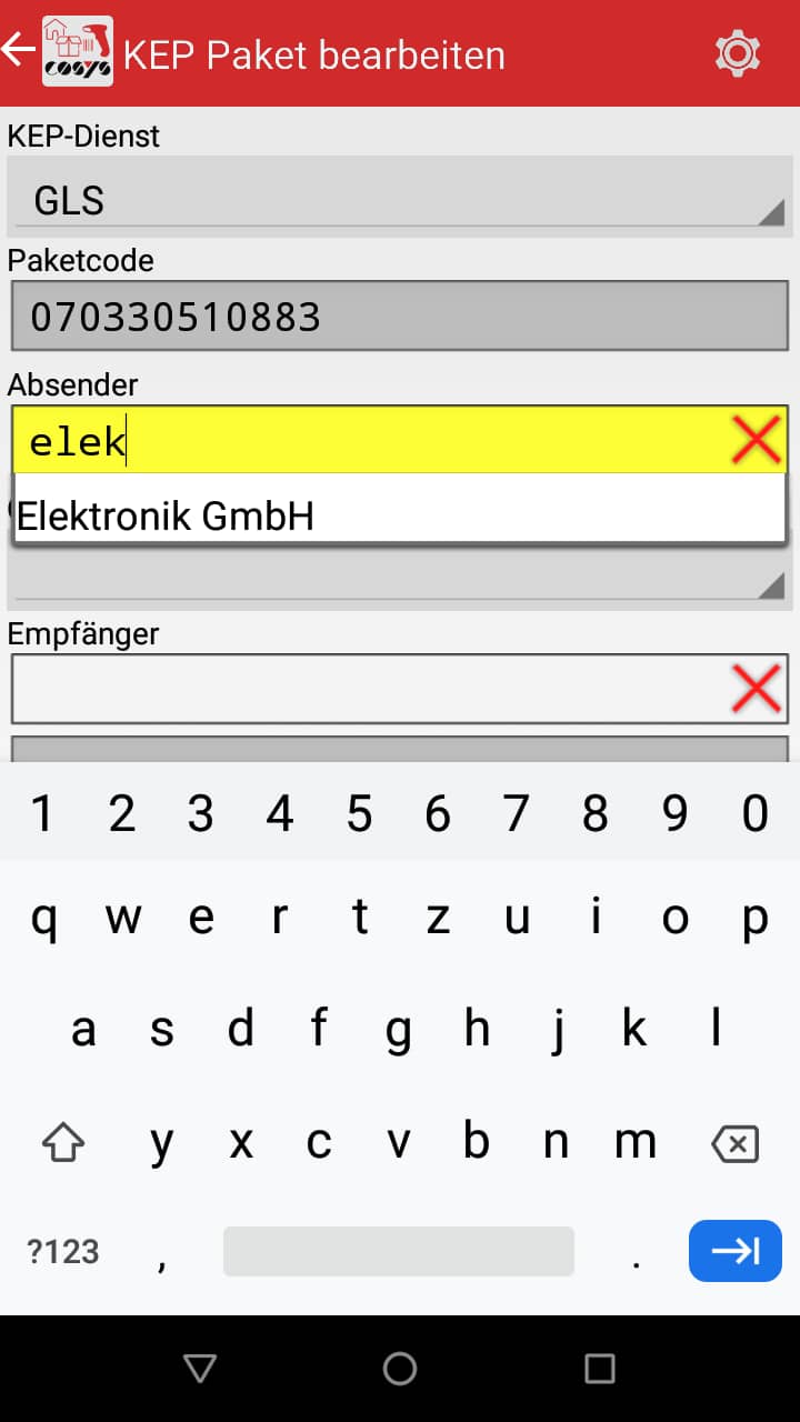 Réception des marchandises Aperçu des articles Logiciel Android de COSYS