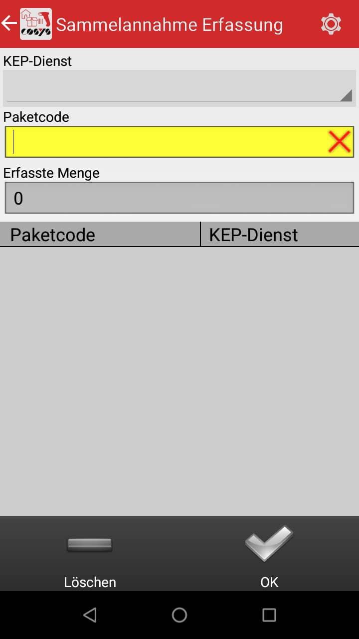 Wareneingang Auswahl Android Software von COSYS