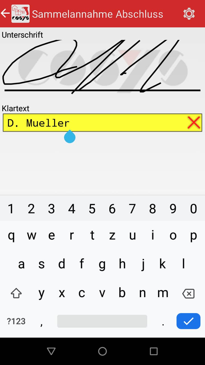 Réception des marchandises Aperçu des articles Logiciel Android de COSYS