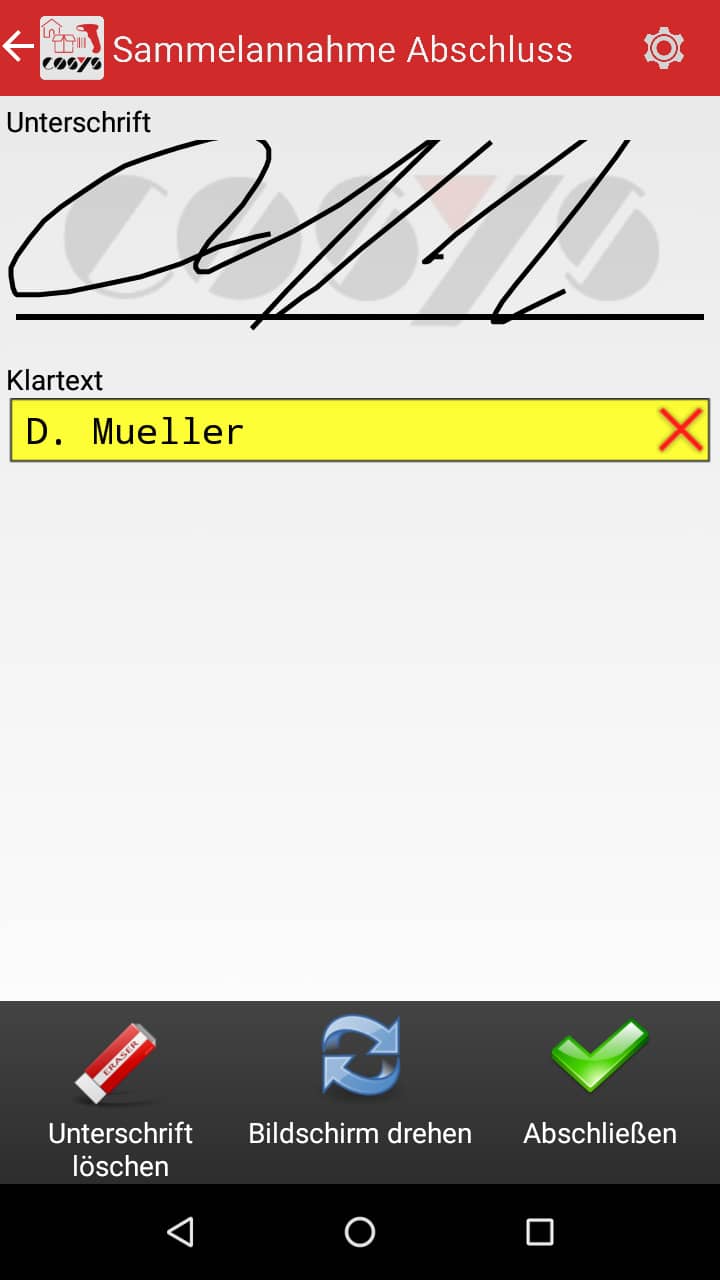 Réception des marchandises Aperçu des articles Logiciel Android de COSYS