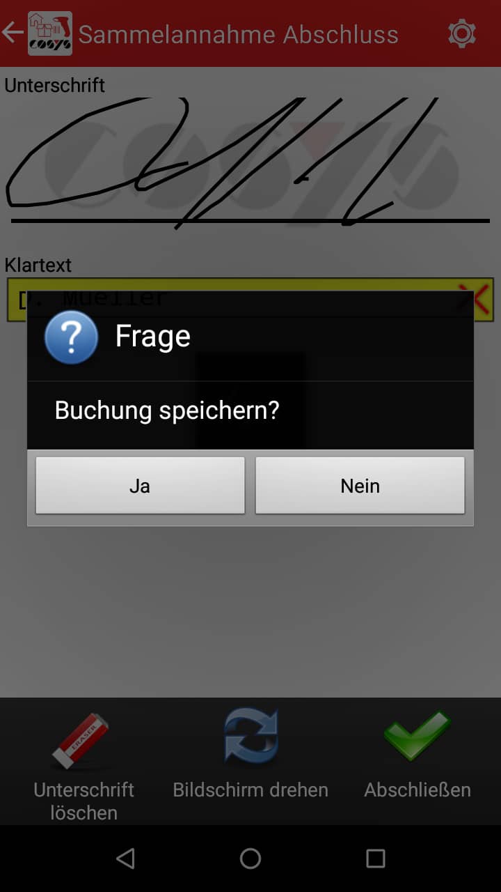 Réception des marchandises Aperçu des articles Logiciel Android de COSYS