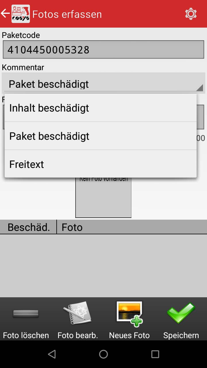 Fotoerfassung Paketshop Software