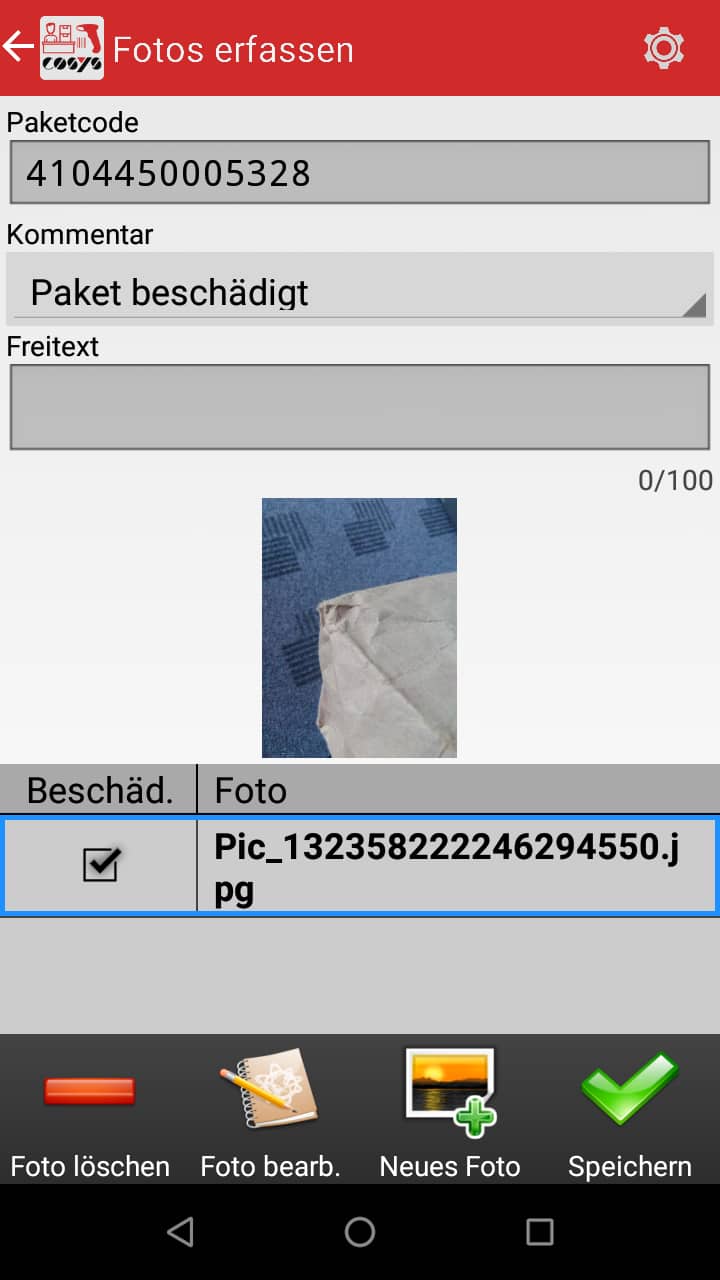 Fotoerfassung Paketshop Software