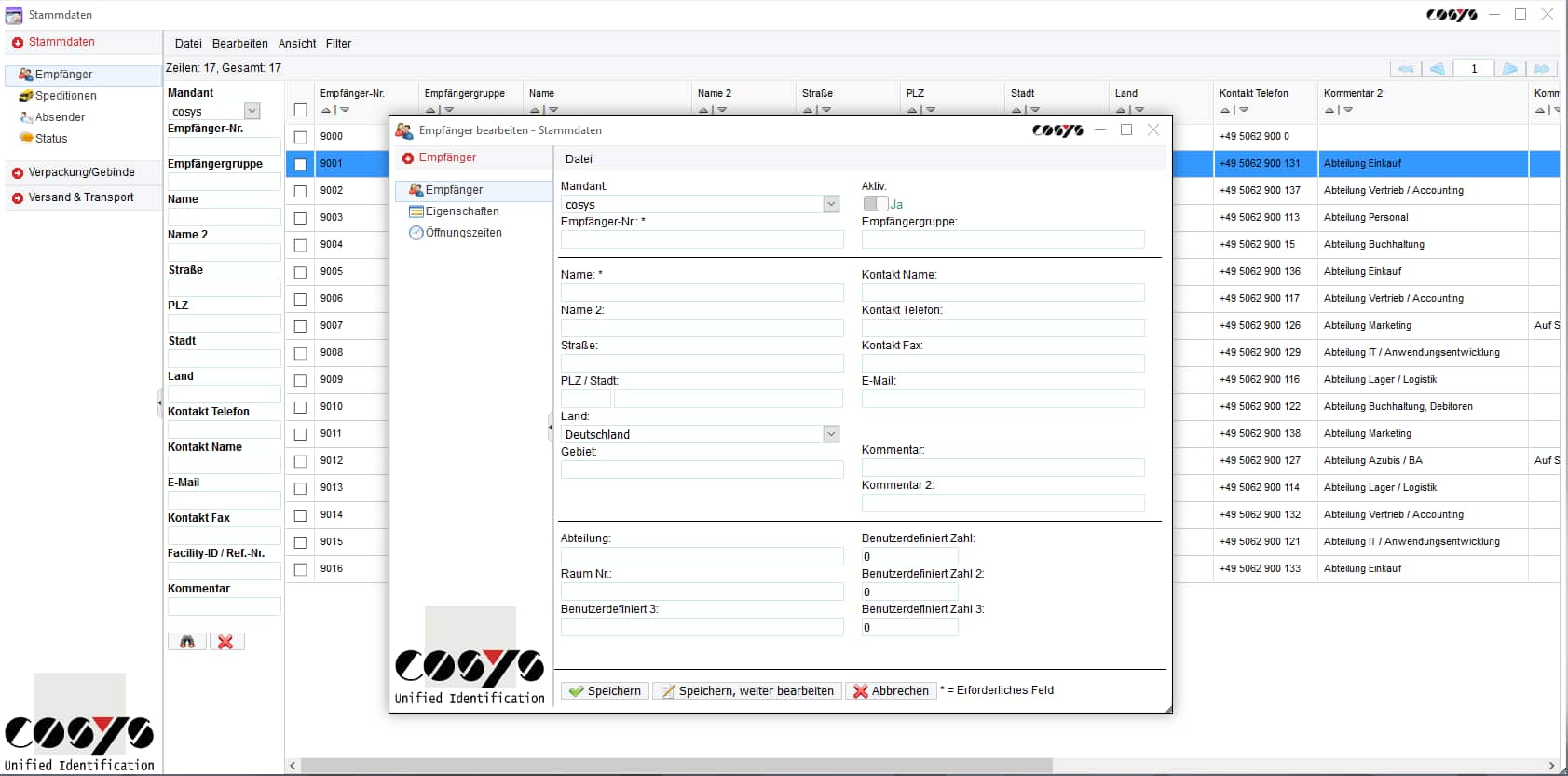 Données de base Empfänger WebDesk Données de base Empfänger WebDesk