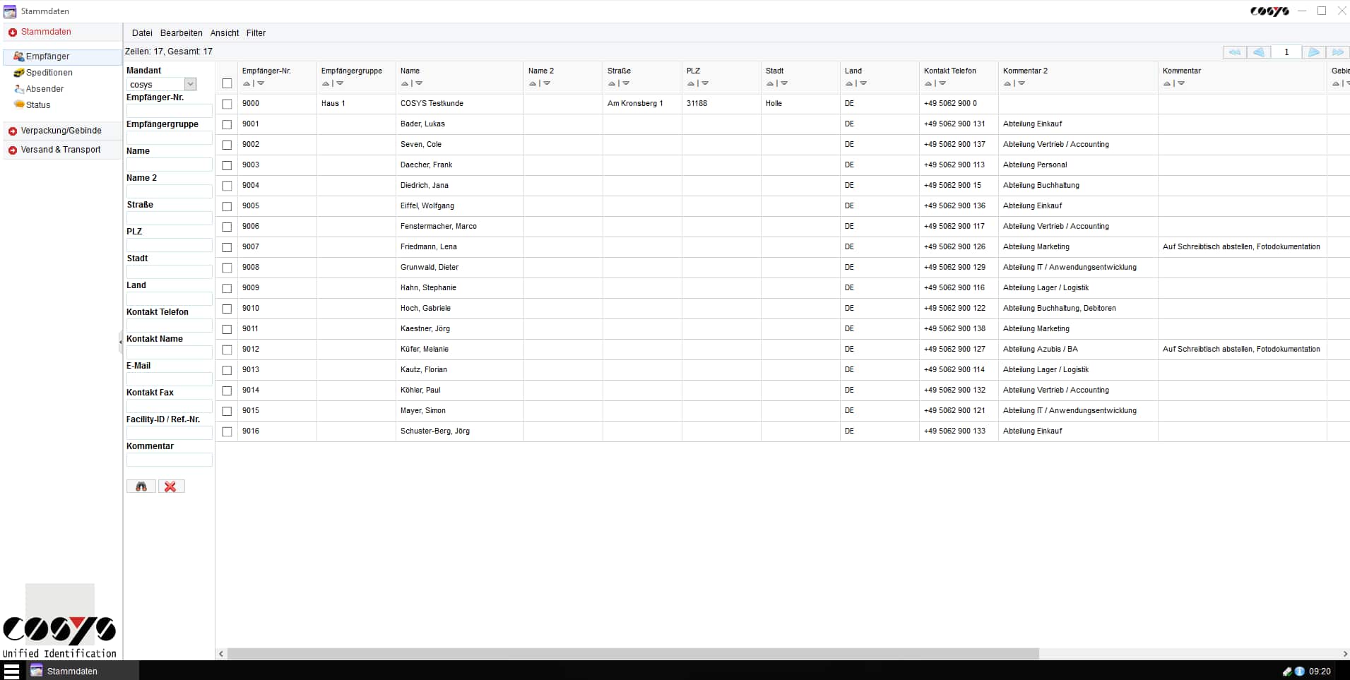Données de base Empfänger WebDesk Données de base Empfänger WebDesk
