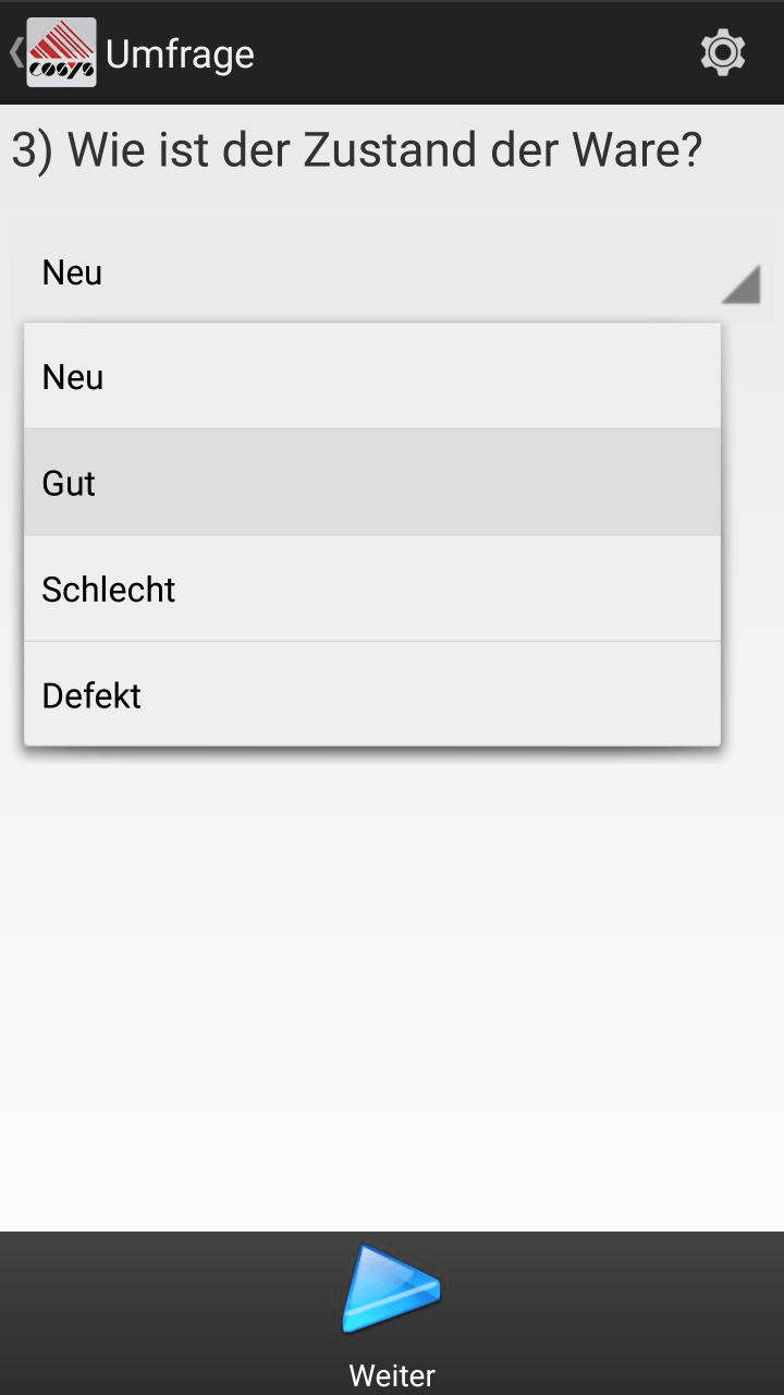 Préparation de commandes Terminer le logiciel Android de COSYS