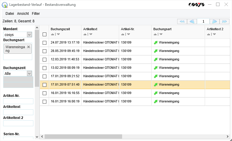 Gestion des stocks Réception des marchandises