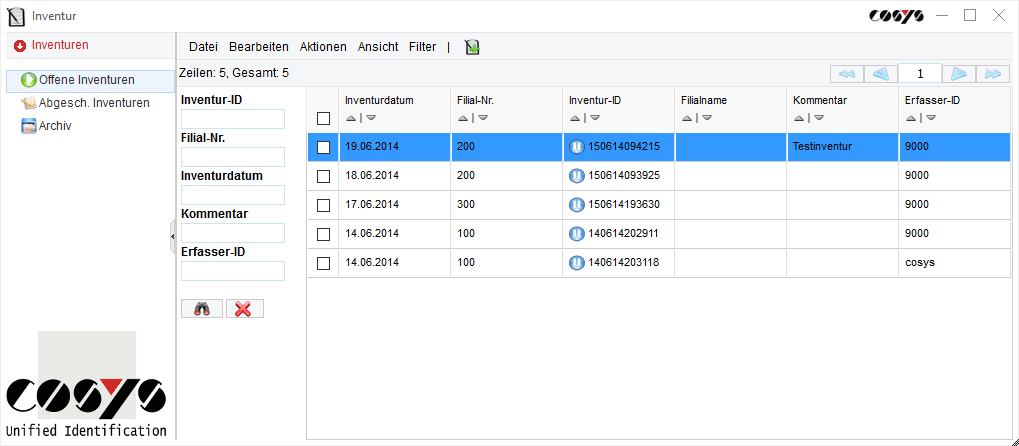 Aperçu des inventaires ouverts
