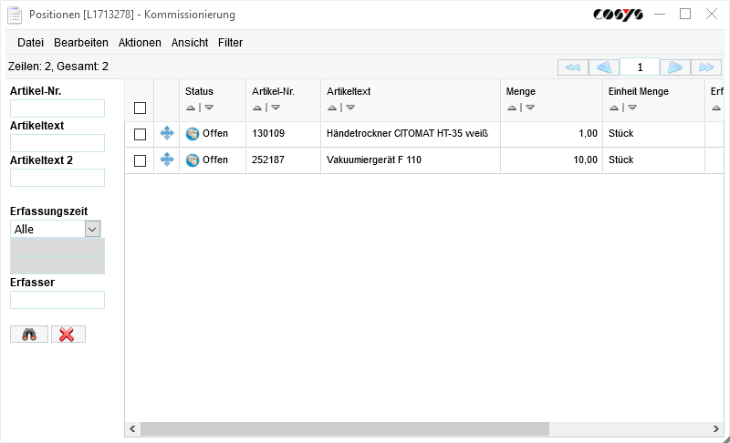 Préparation de la liste de prélèvement