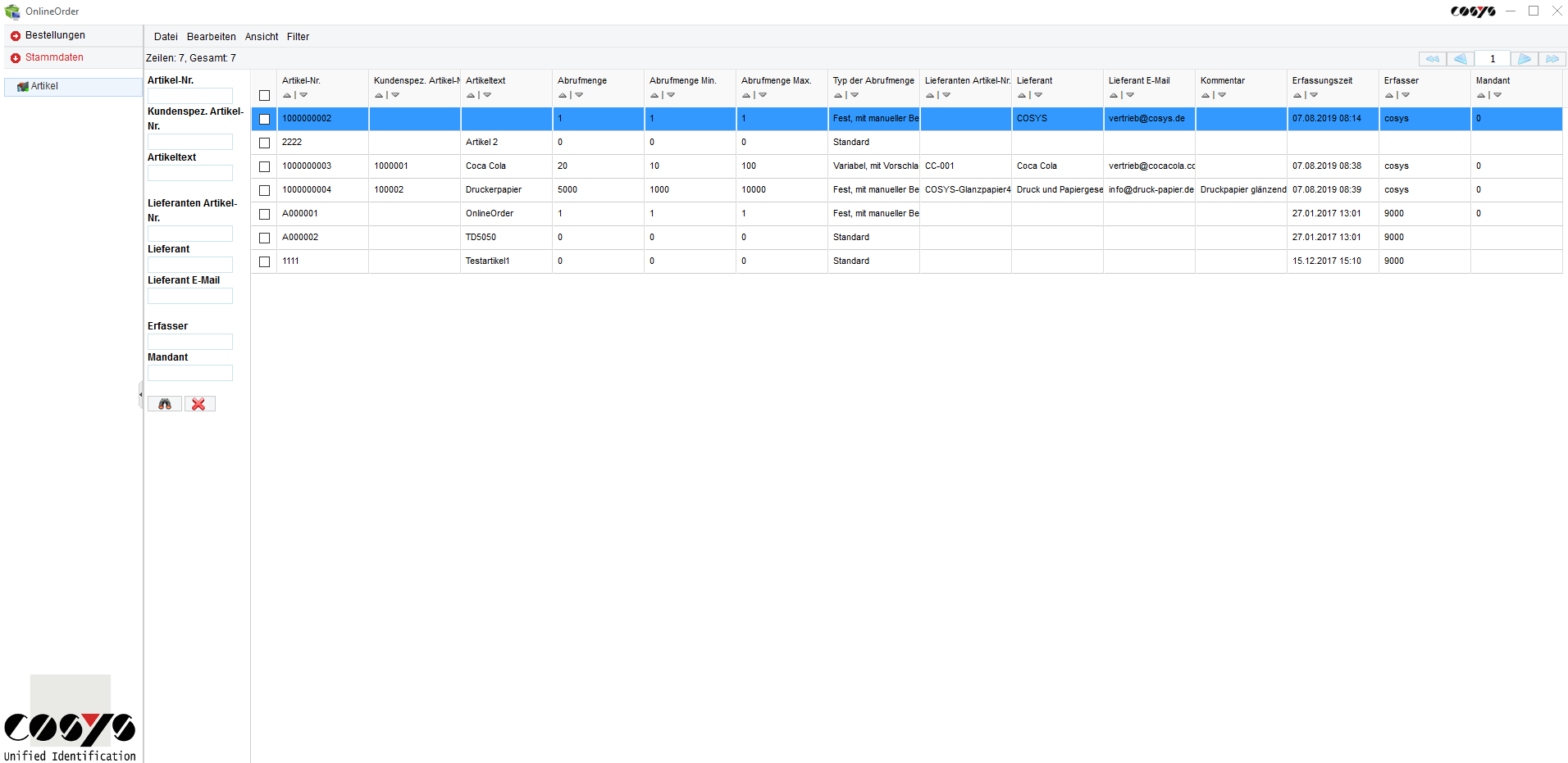 Articles de commande en ligne