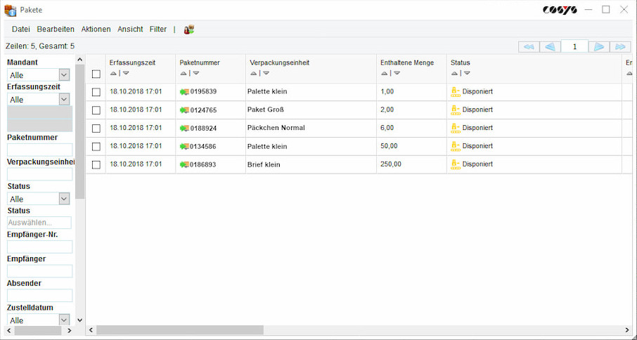 Gestion des colis État de la tournée