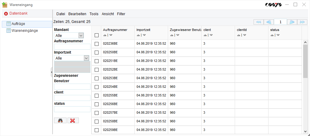 Réception des commandes